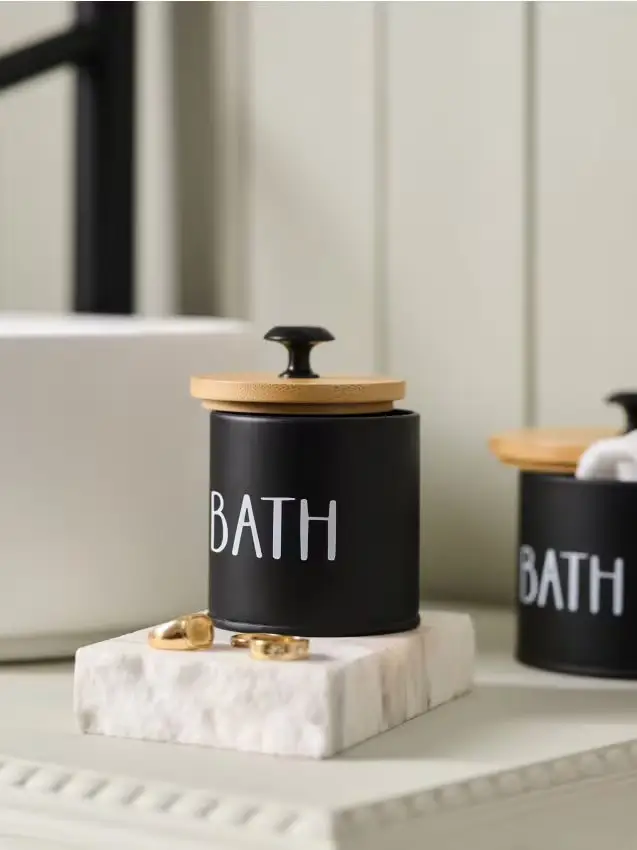 Scatola portaoggetti con la scritta „Bath“ - nero