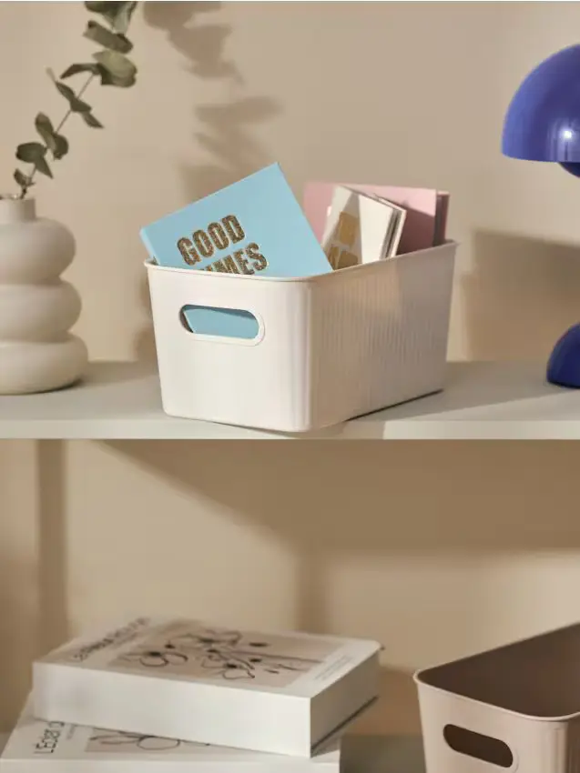 Scatola portaoggetti con manici - panna