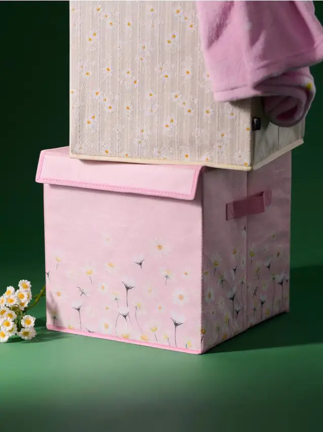 Scatola portaoggetti con motivo floreale - rosa