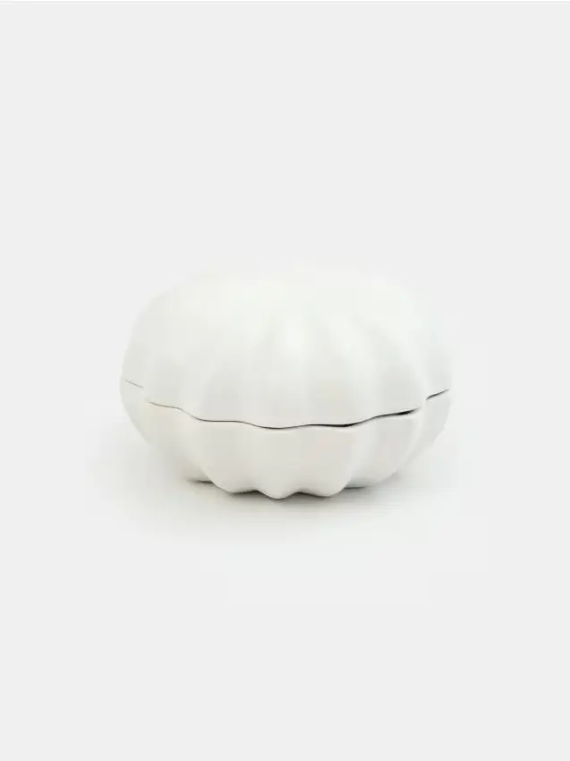 Scatola portaoggetti in ceramica con coperchio - bianco