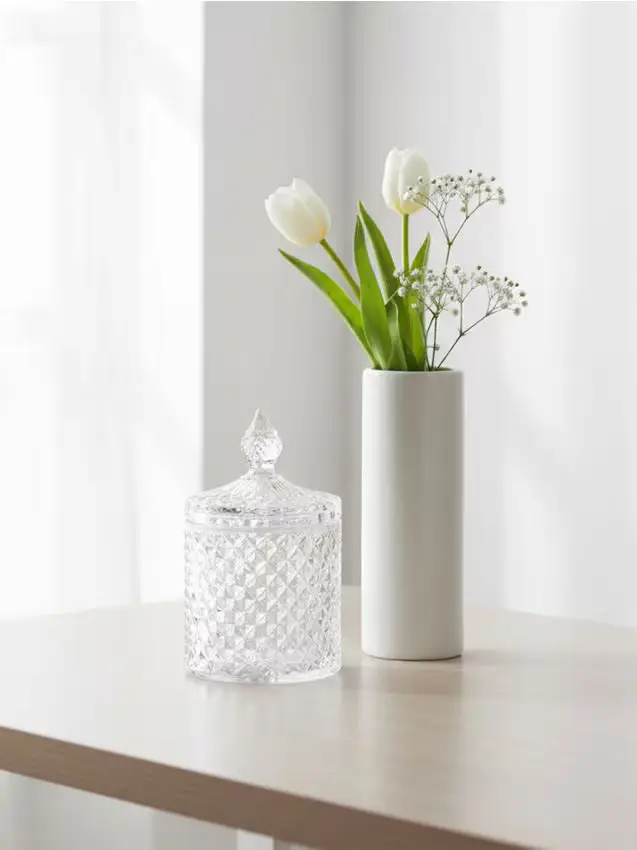 Scatola portaoggetti in vetro con coperchio - clear