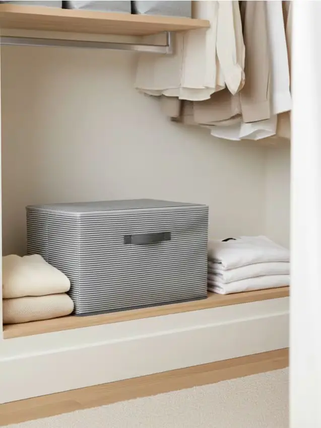 Scatola portaoggetti pieghevole con manico e coperchio con cerniera - verde pallido