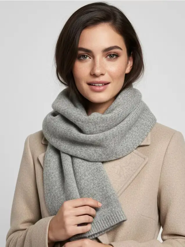 Sciarpa con miscela di lana - grigio medio