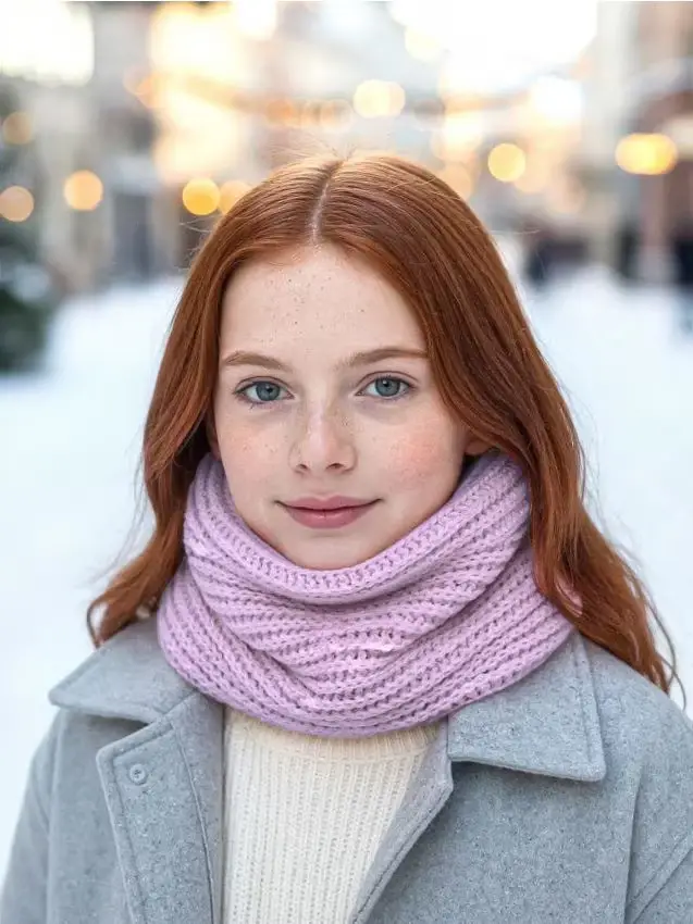 Sciarpa lavorata a maglia con fodera - lavanda