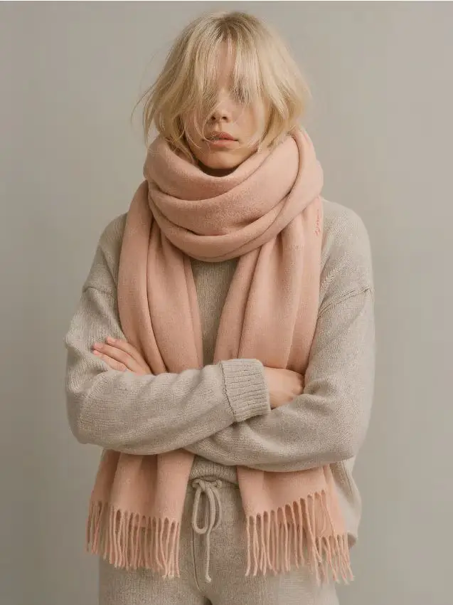 Sciarpa semplice con frange - beige