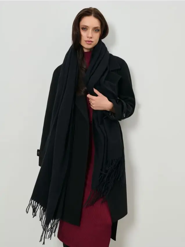 Sciarpa semplice con frange - nero