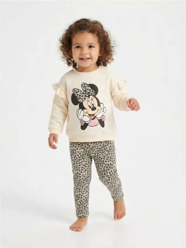 Set con felpa e leggings Minnie Mouse - panna
