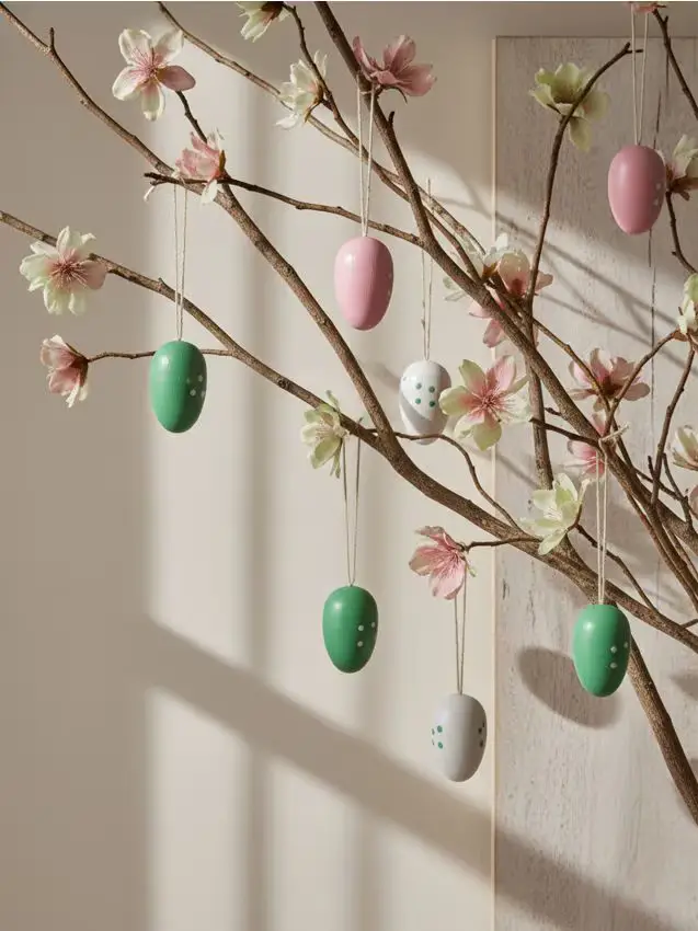 Set di 18 uova decorative pasquali da appendere - multicolor