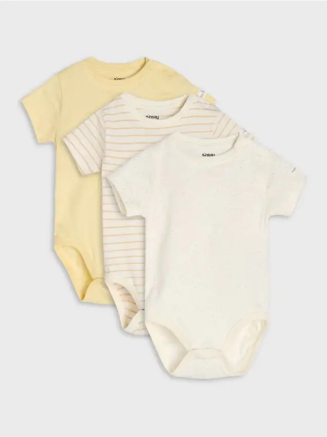 Set di 3 body in cotone - panna