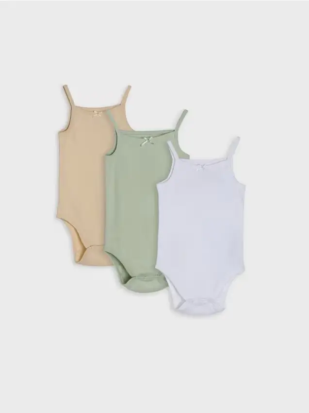 Set di 3 body in cotone - verde pallido