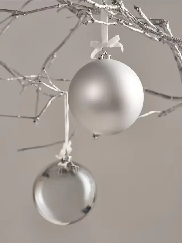 Set di 3 palline di Natale - argento