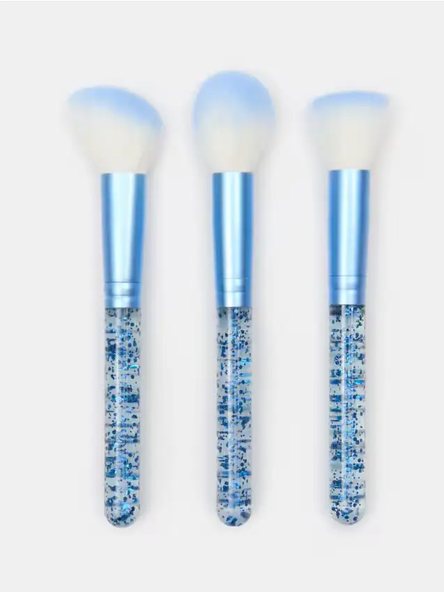 Set di 3 pennelli per trucco - azzurro