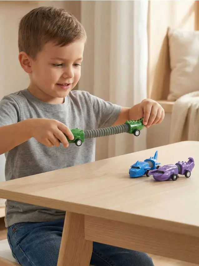 Set di 3 veicoli estensibili a forma di dinosauro - multicolor