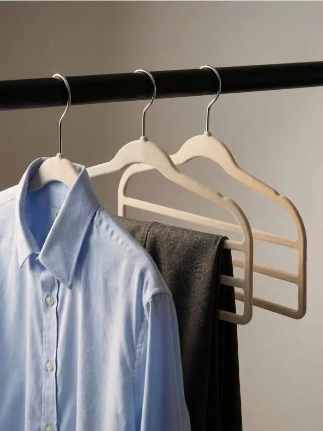 Set di appendini in velluto 3 pack - panna