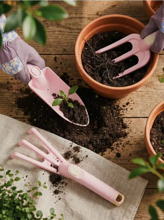 Set di attrezzi da giardino manuali, 3 pezzi - lavanda