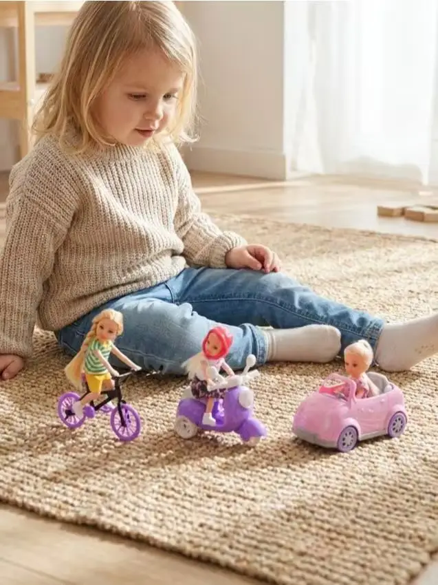 Set di bambole con veicoli, 6 pezzi - rosa aurora