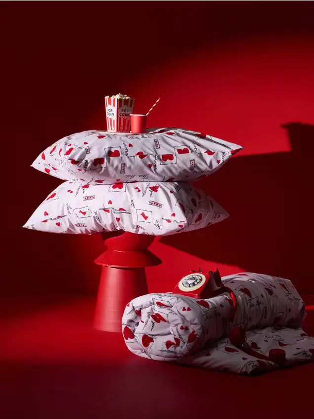 Set di biancheria da letto con cuori - bianco