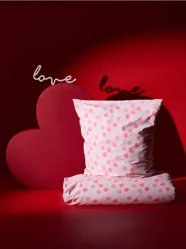 Set di biancheria da letto con cuori - rosa