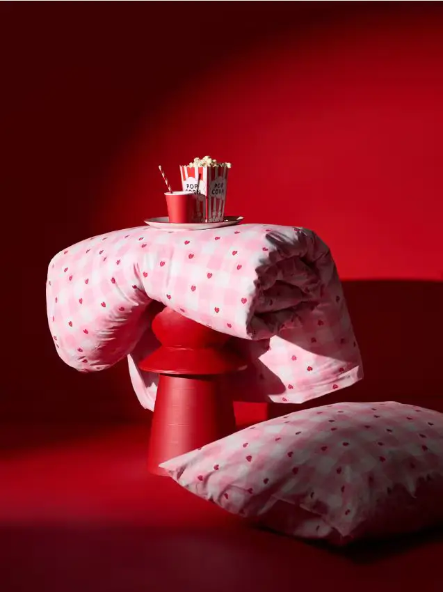 Set di biancheria da letto con cuori - rosa