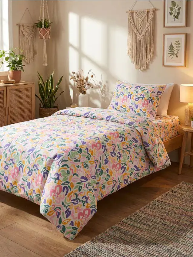 Set di biancheria da letto con fiori - multicolor