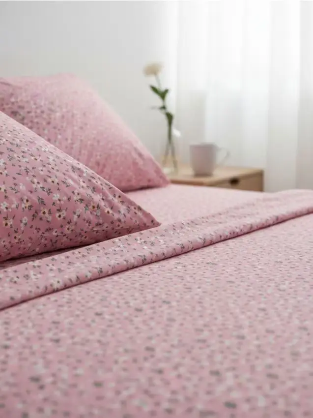 Set di biancheria da letto con fiori - rosa cipria