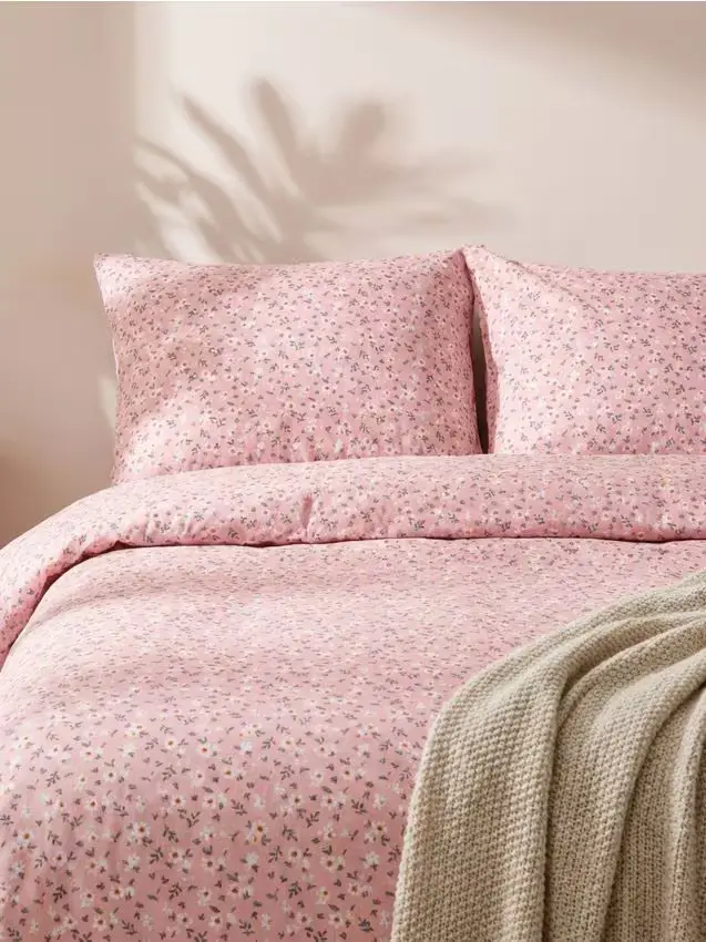 Set di biancheria da letto con fiori - rosa cipria