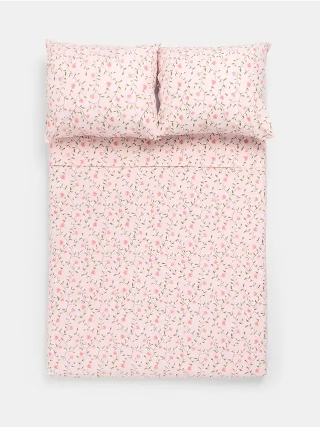 Set di biancheria da letto con fiori - rosa pastello