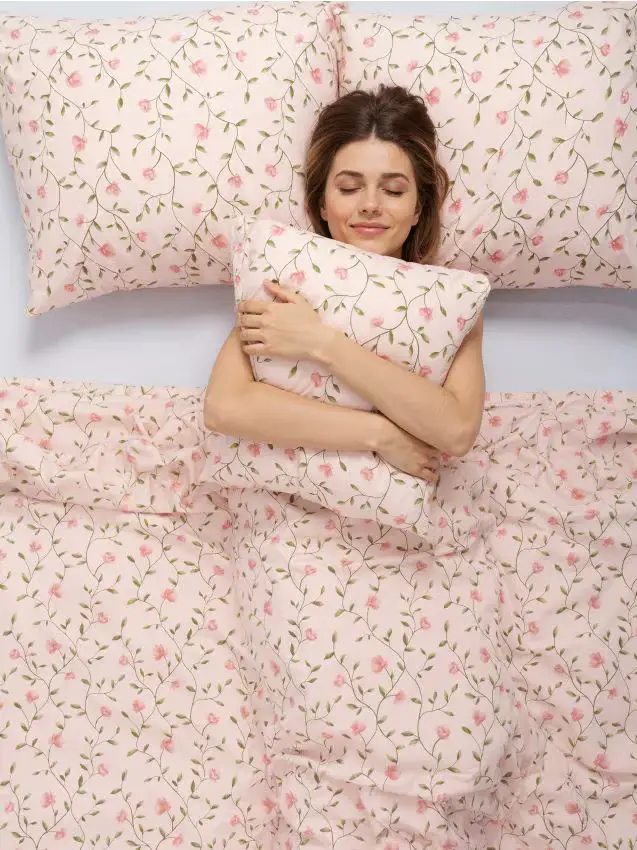 Set di biancheria da letto con fiori - rosa pastello