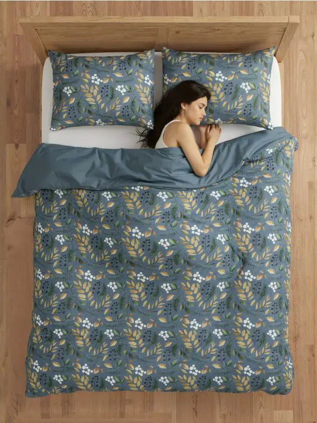Set di biancheria da letto con fiori - turchese scuro