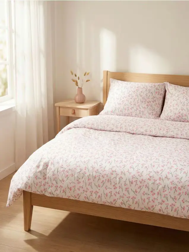 Set di biancheria da letto con motivo floreale - rosa pastello