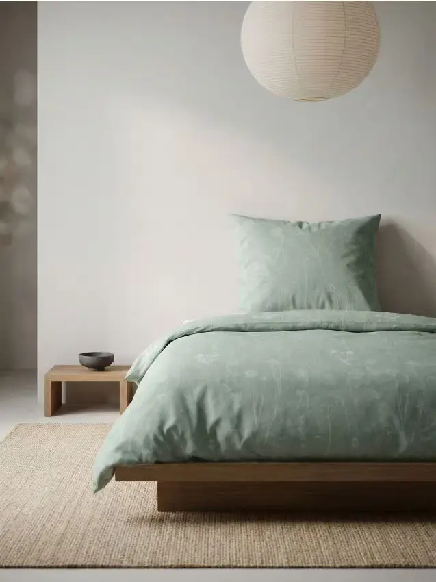 Set di biancheria da letto con motivo floreale - verde pallido