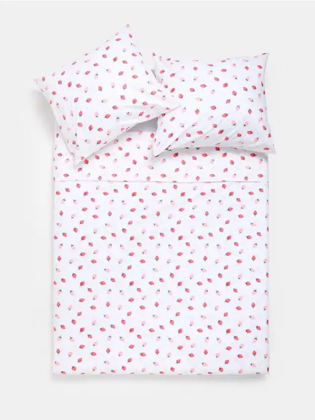 Set di biancheria da letto con motivo fragole - rosso
