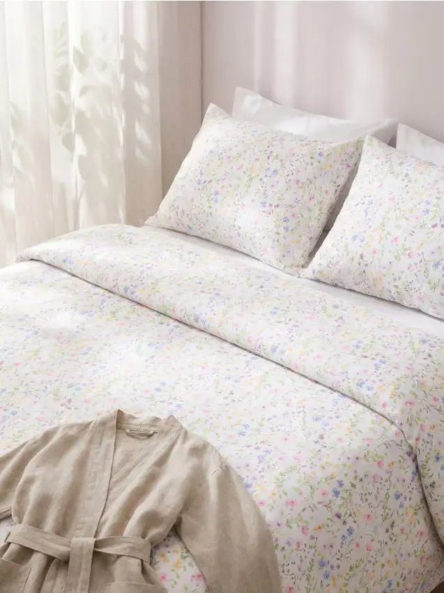 Set di biancheria da letto in cotone con fiori - multicolor