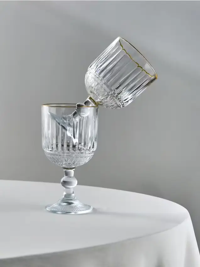 Set di bicchieri rigati con bordo dorato 4 pack - clear