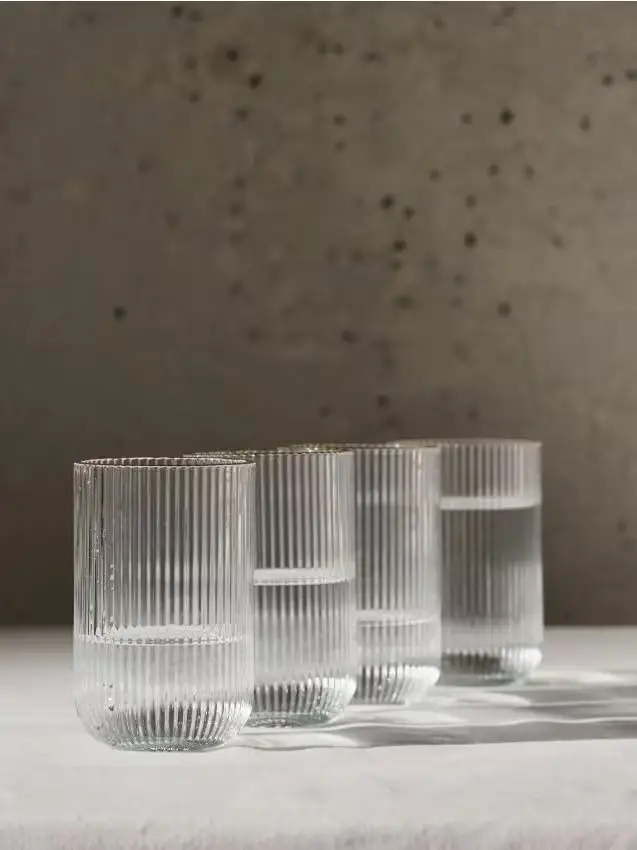 Set di bicchieri zigrinati con bordo dorato 4 pack - clear