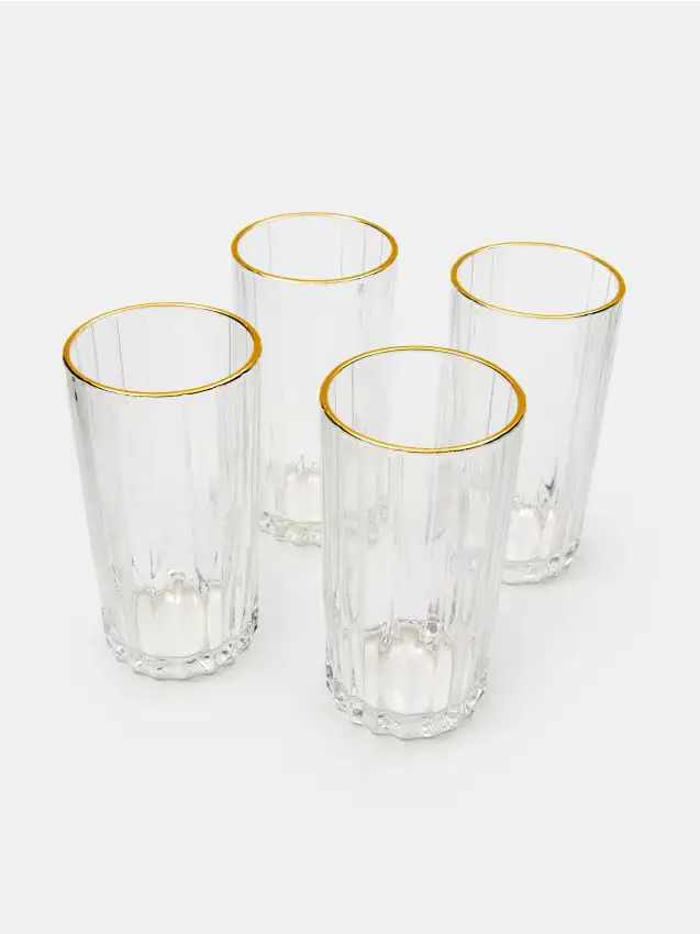 Set di bicchieri zigrinati con bordo dorato 4 pack - clear