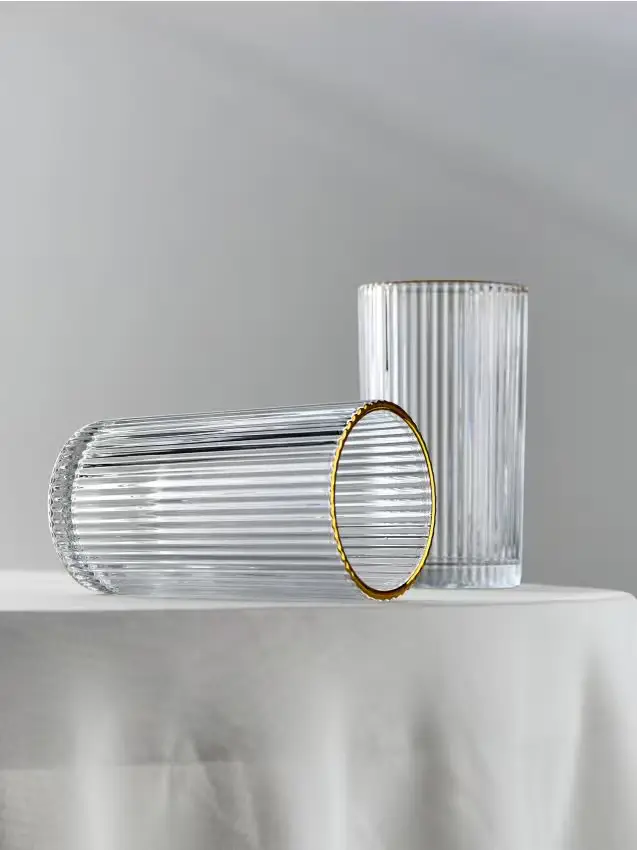 Set di bicchieri zigrinati con bordo dorato 4 pack - clear