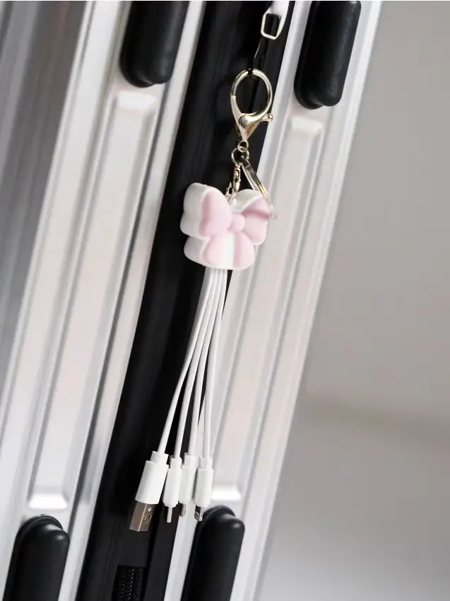 Set di cavi USB per la ricarica con motivo a fiocchi - rosa