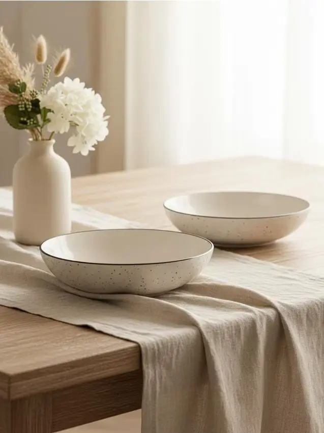 Set di ciotole con delicato motivo puntinato - confezione da 2 - bianco