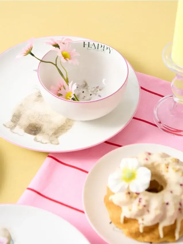 Set di ciotole con stampa di conigli 2 pack - multicolor