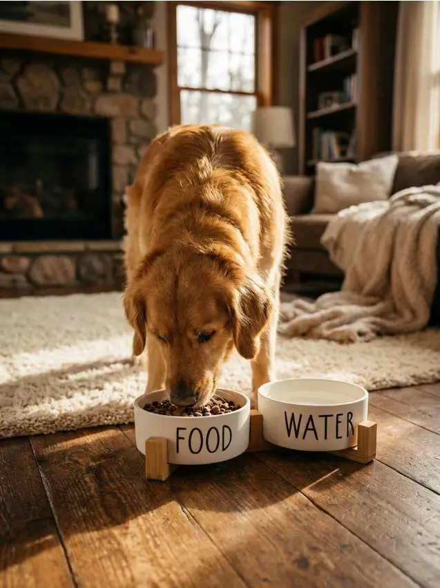 Set di ciotole in ceramica per animali Food & Water - bianco