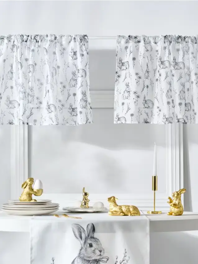 Set di due tendine a vetro con motivo di coniglio - nero