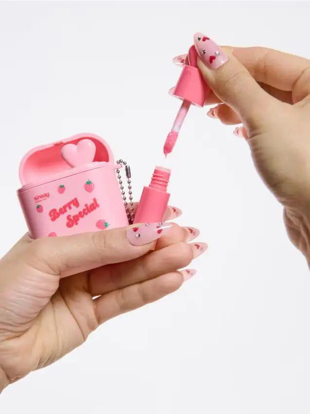 Set di lucidalabbra con portachiavi - rosa