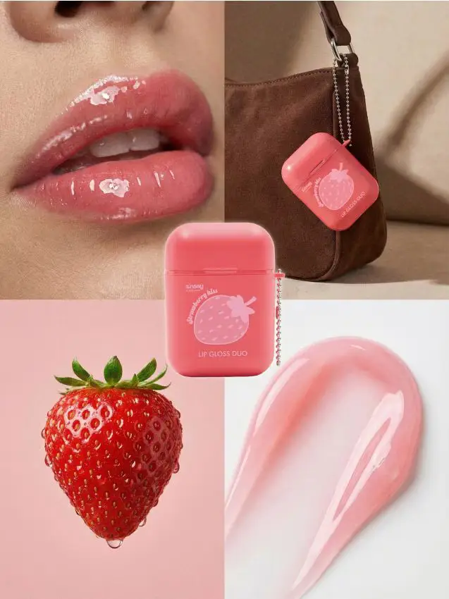 Set di lucidalabbra con portachiavi - rosa shocking