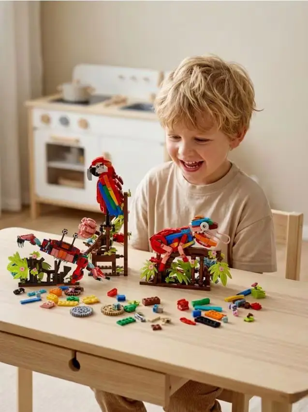 Set di mattoncini animali esotici 3 in 1 - multicolor