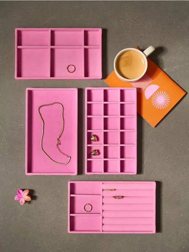 Set di organizer per cassetto con scomparti 4-pack - rosa