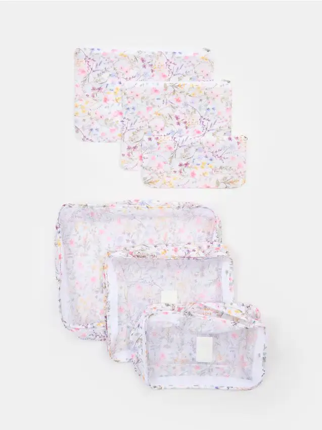 Set di organizer per valigia con motivo floreale - 6 pezzi - multicolor