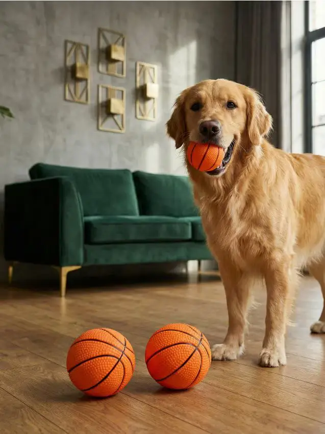 Set di palline per cani con motivo da basket - 3 pezzi - arancione