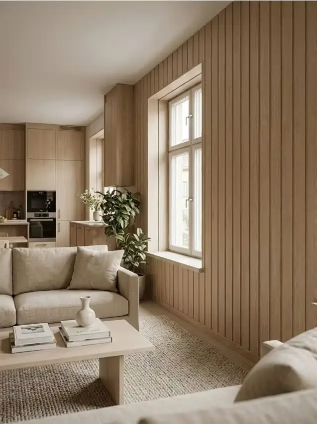 Set di pannelli da parete effetto legno 4 pack - beige