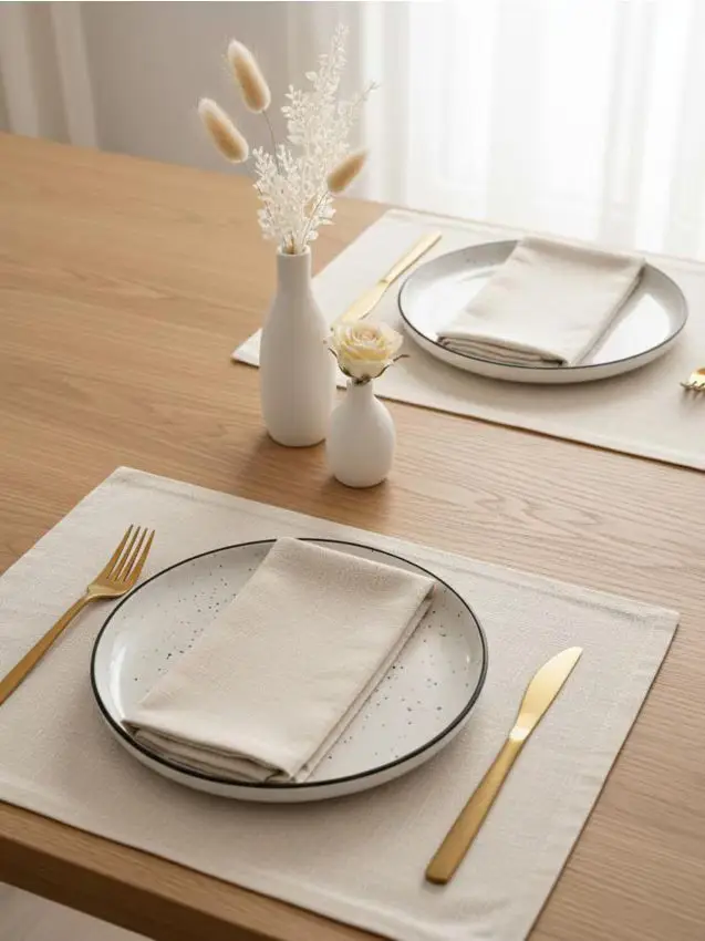 Set di piatti con delicato motivo puntinato - confezione da 2 - bianco